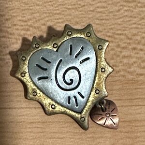 1928 Heart Brooch in Gold, Silver & Copper